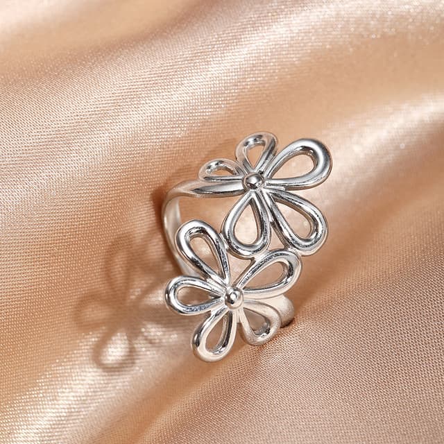 Bohemian Hollow Flower Open Ring